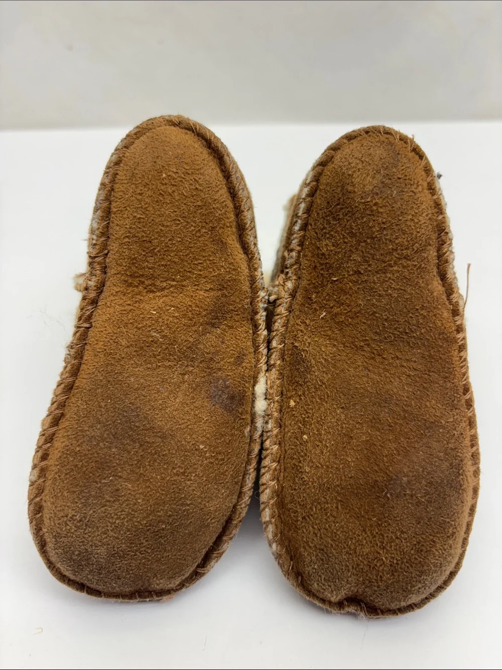UGG Baby Suede Booties in Chestnut with Shearling Trim, SZ S, box 73